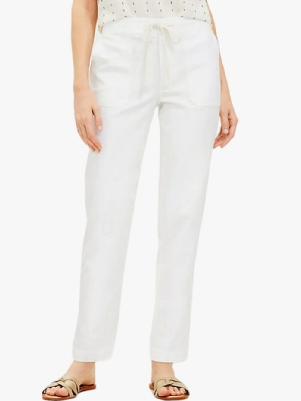 Womens White Twill Classic  Utility Pants Ladies Size 8 Vacation Quality